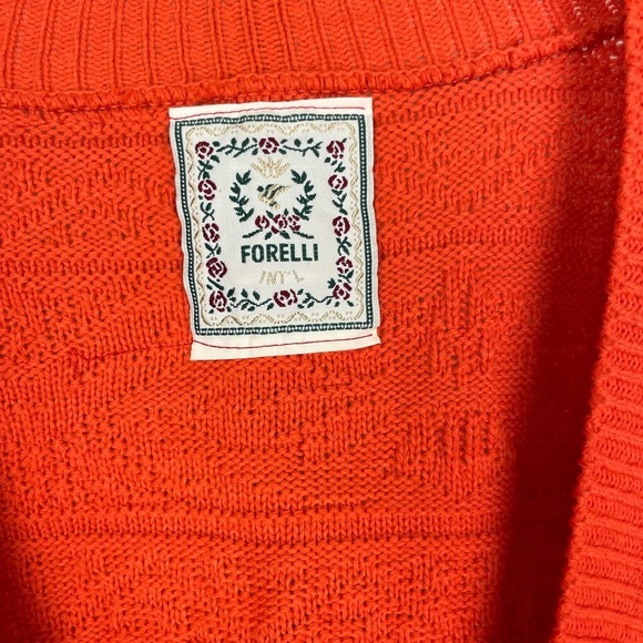 Vintage Forelli International Orange V-Neck Knit Pullover Sweater - Picture 3 of 8